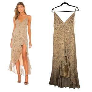 Majorelle Revolve Leopard Animal Print High Low Slip Dress Large NEW with Tags